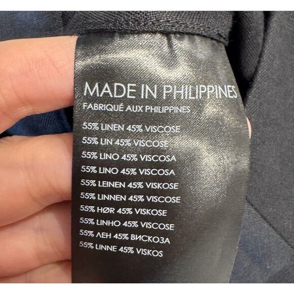 Club Monaco Women’s Size 6 High Waisted Linen Blend Black Shorts Pockets Modern - Picture 5 of 5